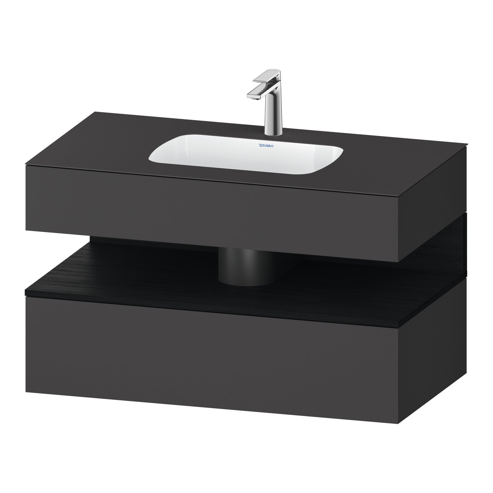 Duravit Einbauwaschtisch-Möbel-Set Qatego 100x55x60cm, E sw/gra m, Kon-WTU, B