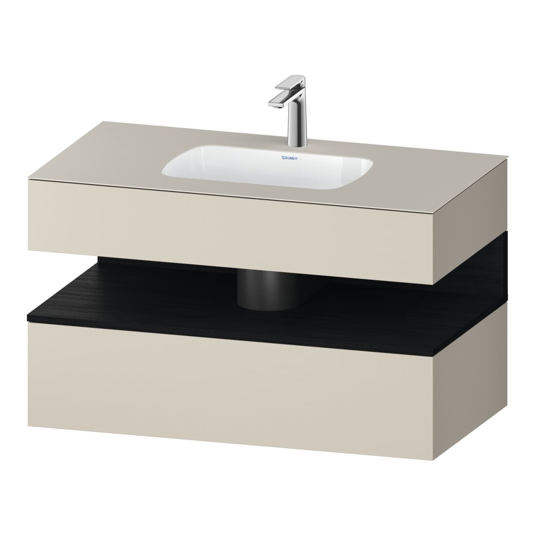 Duravit Einbauwaschtisch-Möbel-Set Qatego 100x55x60cm, E sw/tau matt, Konsolen-Waschtischunterbau