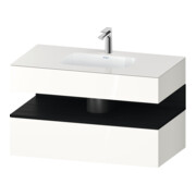 Duravit Einbauwaschtisch-Möbel-Set Qatego 100x55x60cm, Ei sw/we hgl, Konsolen-Waschtischunterbau
