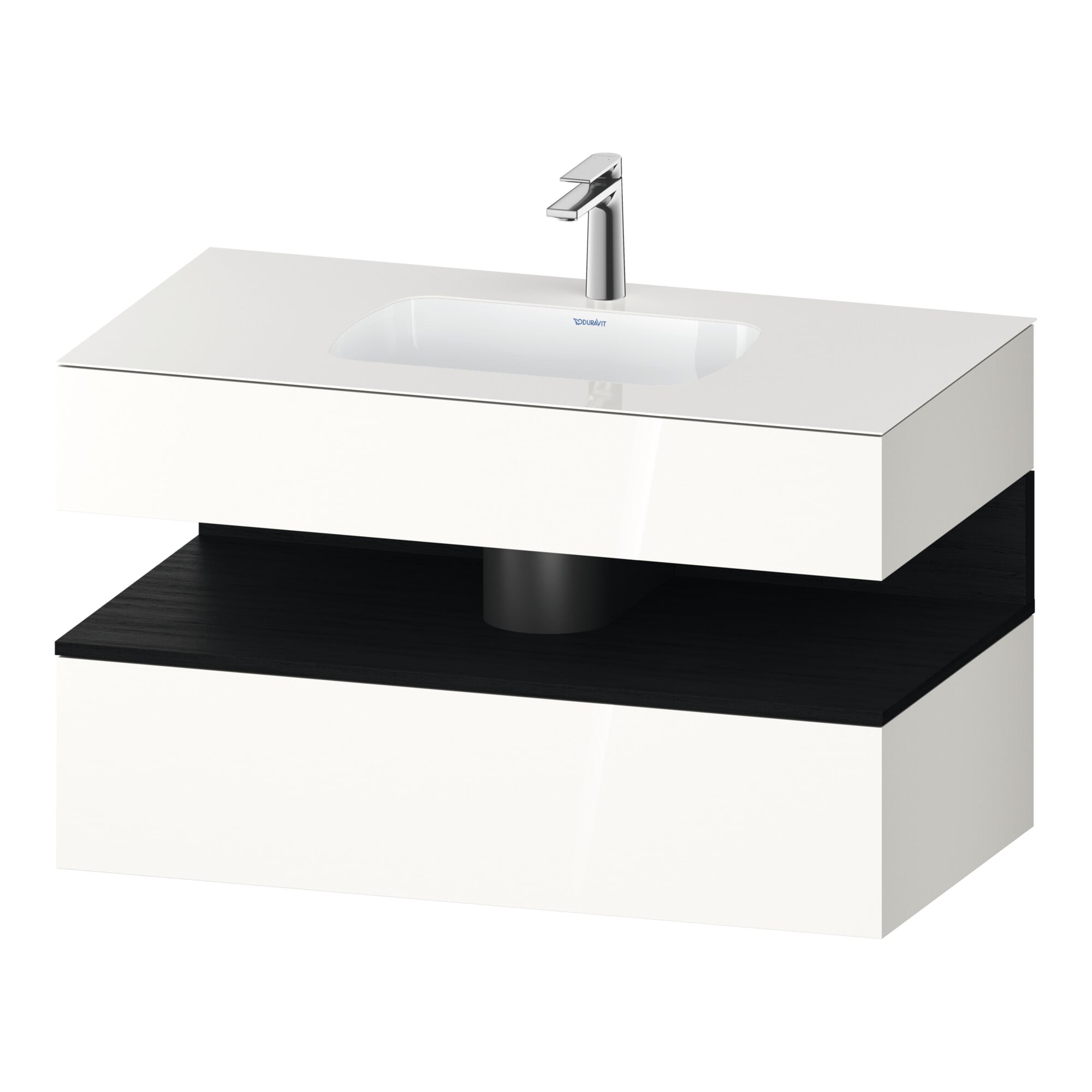 Duravit Einbauwaschtisch-Möbel-Set Qatego 100x55x60cm, Ei sw/we hgl, Konsolen-Waschtischunterbau