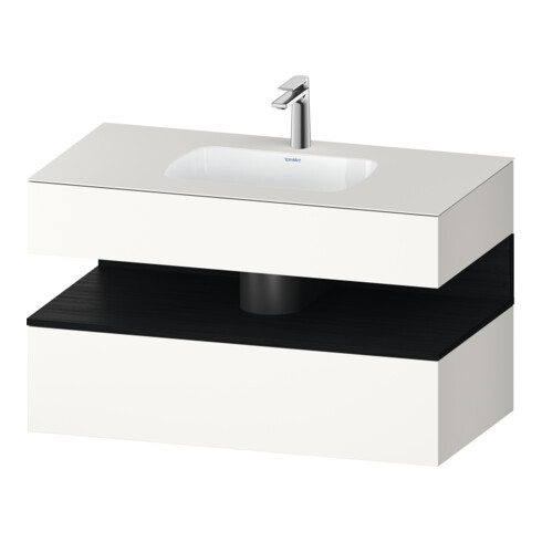 Duravit Einbauwaschtisch-Möbel-Set Qatego 100x55x60cm, Ei sw/we matt, Konsolen-Waschtischunterbau