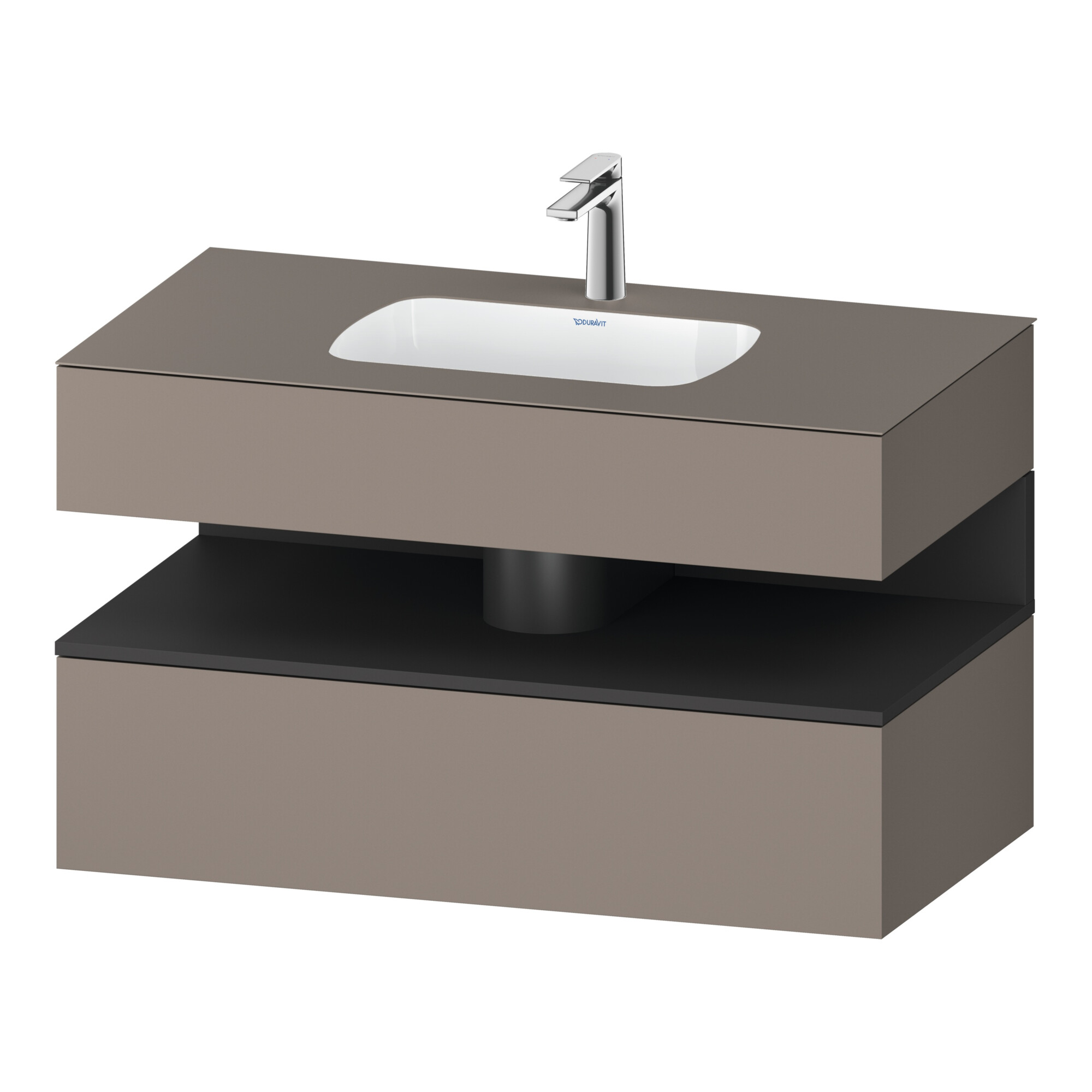 Duravit Einbauwaschtisch-Möbel-Set Qatego 100x55x60cm, gra m/bas ma, Konsolen-Waschtischunterbau