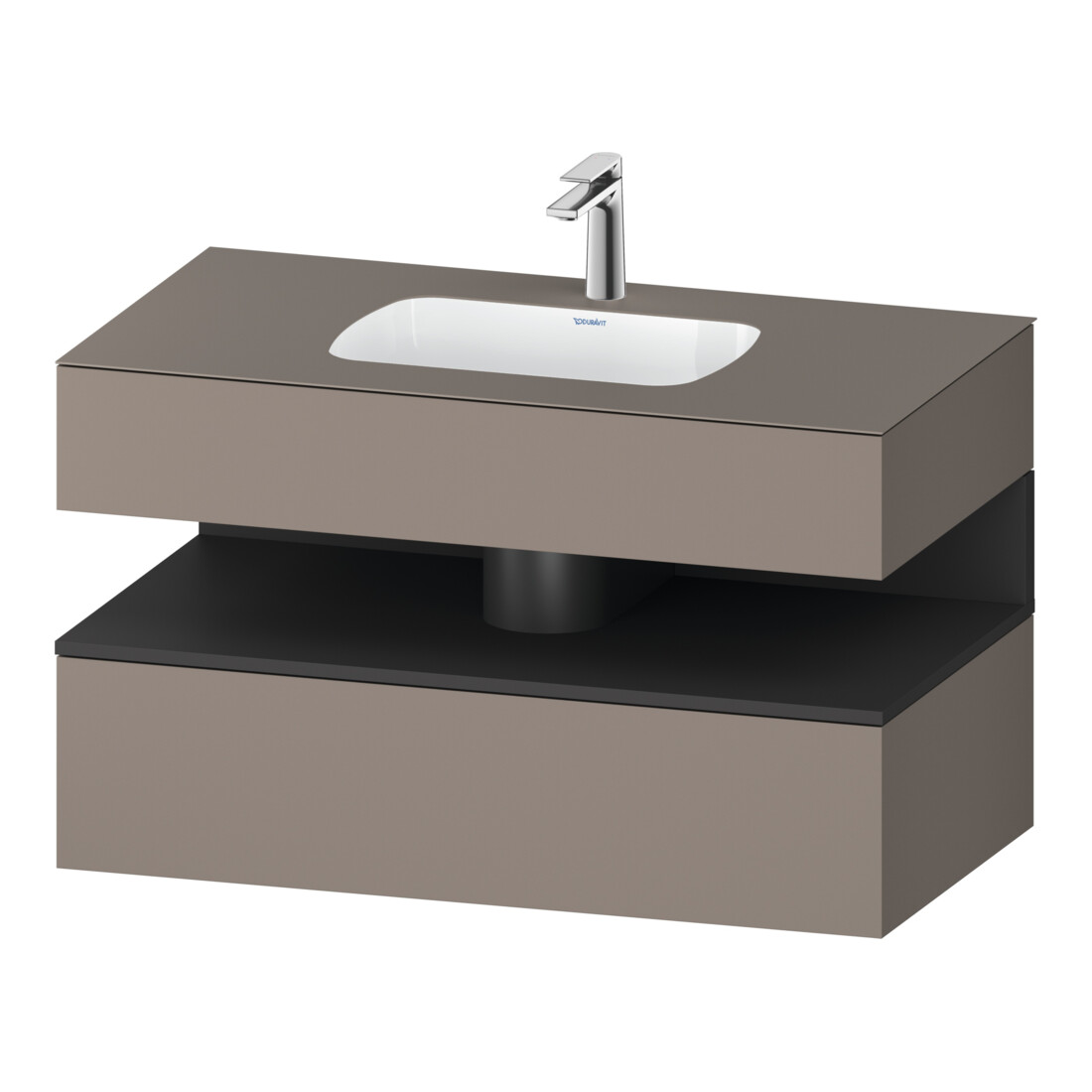 Duravit Einbauwaschtisch-Möbel-Set Qatego 100x55x60cm, gra m/bas ma, Konsolen-Waschtischunterbau