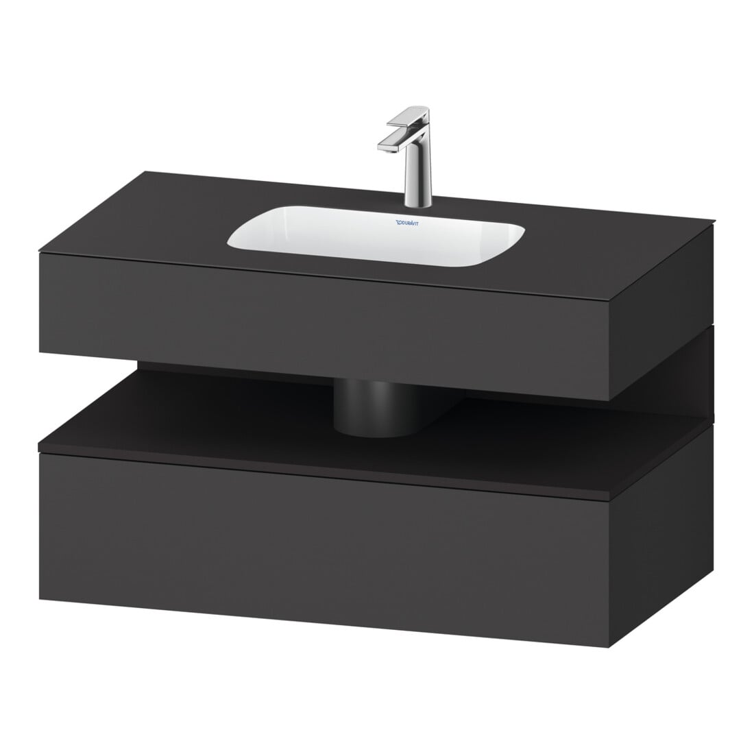 Duravit Einbauwaschtisch-Möbel-Set Qatego 100x55x60cm, gra m/Gr ma, Konsolen-Waschtischunterbau