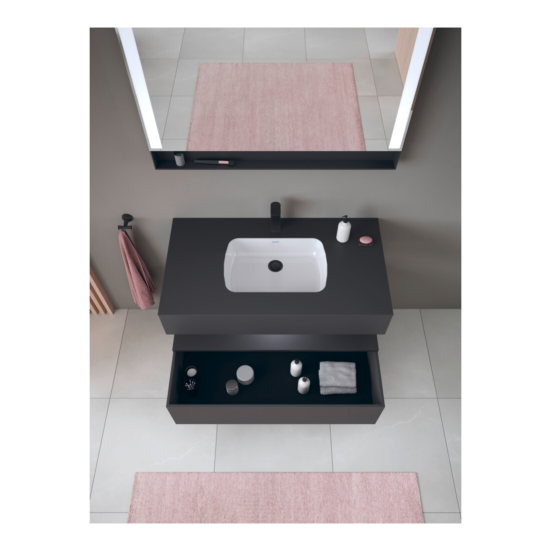 Duravit Einbauwaschtisch-Möbel-Set Qatego 100x55x60cm, gra m, Kon-WTU, Nischenb