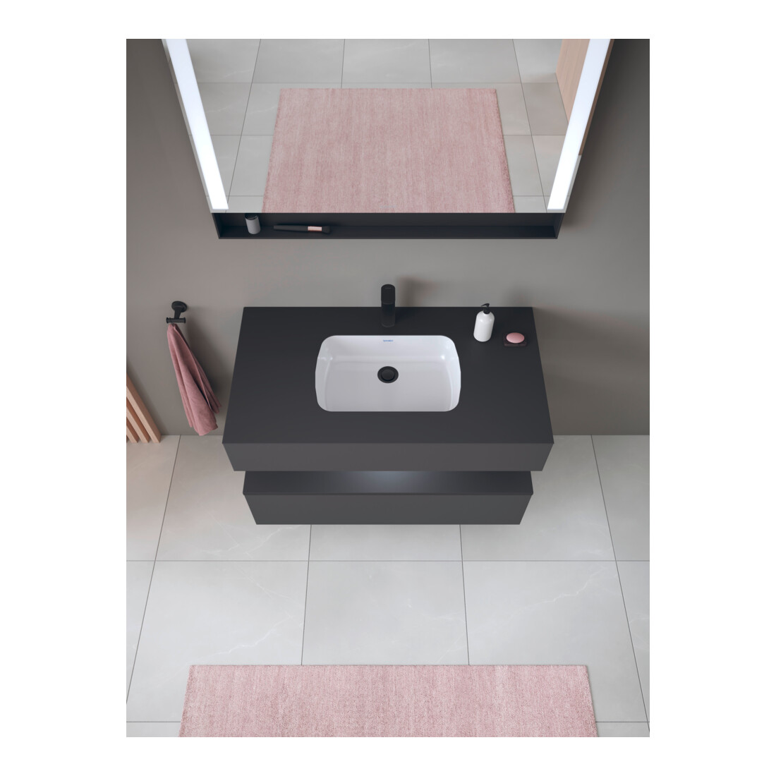 Duravit Einbauwaschtisch-Möbel-Set Qatego 100x55x60cm, gra m, Kon-WTU, Nischenb