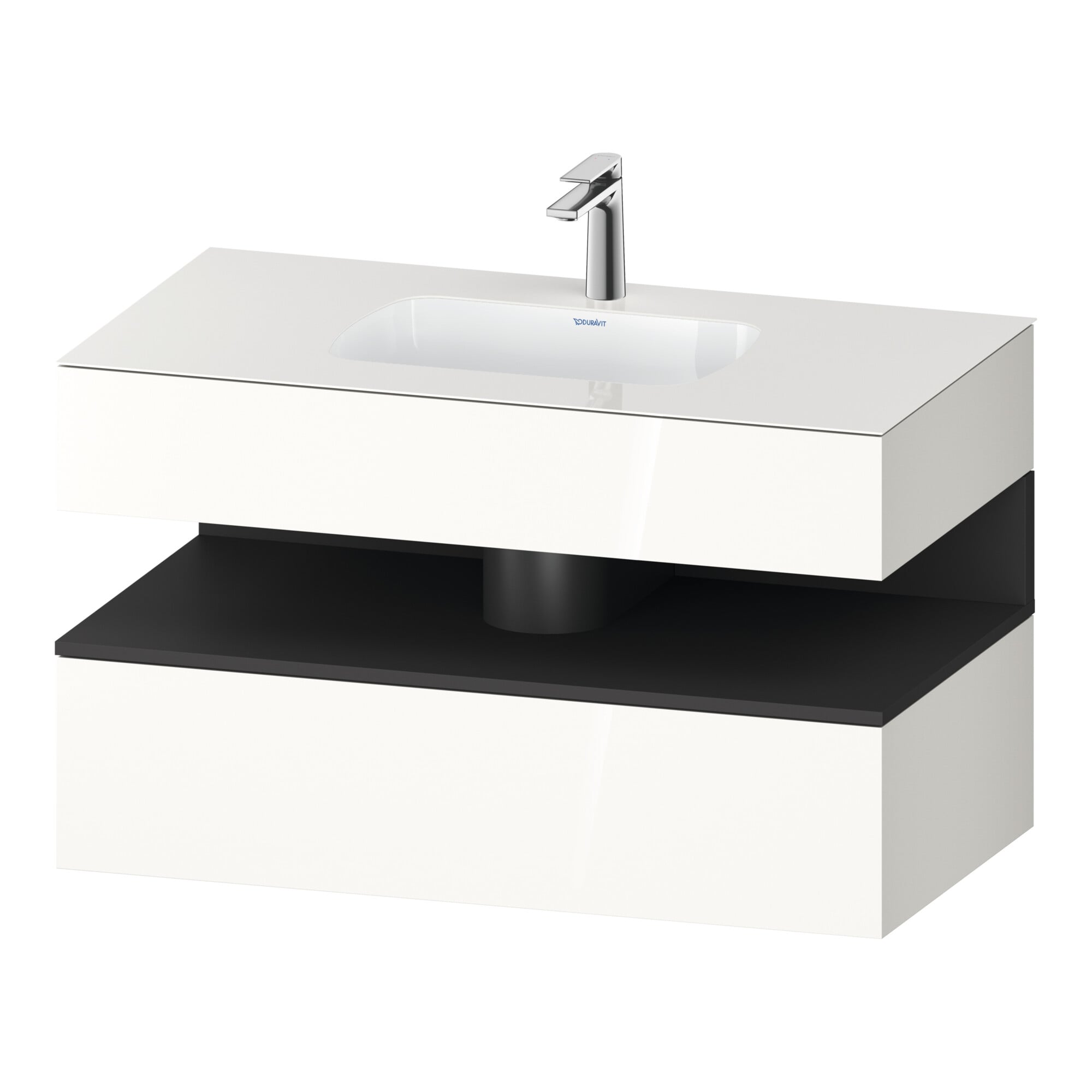 Duravit Einbauwaschtisch-Möbel-Set Qatego 100x55x60cm, gra m/we hgl, Konsolen-Waschtischunterbau