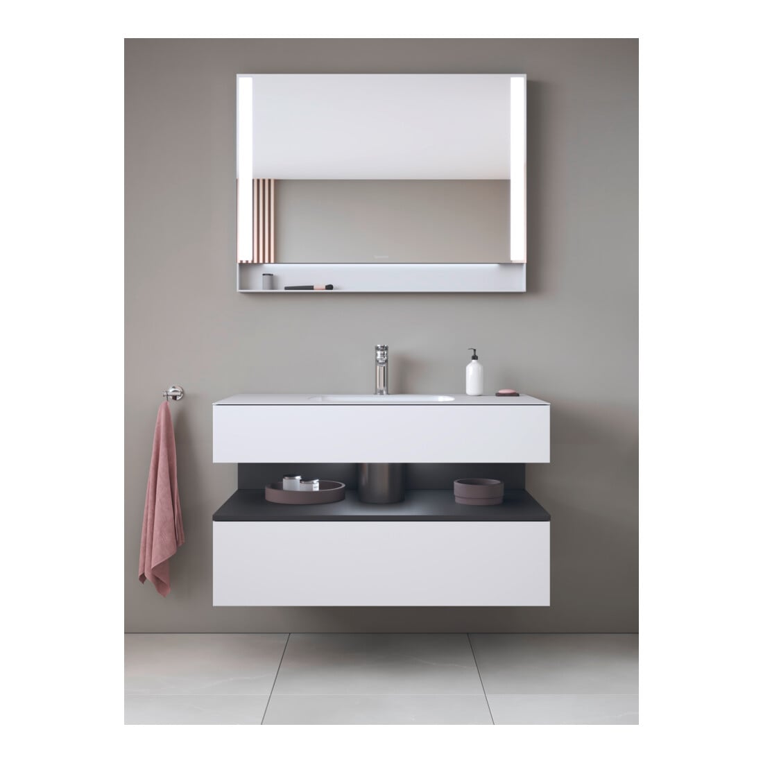 Duravit Einbauwaschtisch-Möbel-Set Qatego 100x55x60cm, gra m/we m, Kon-WTU, B