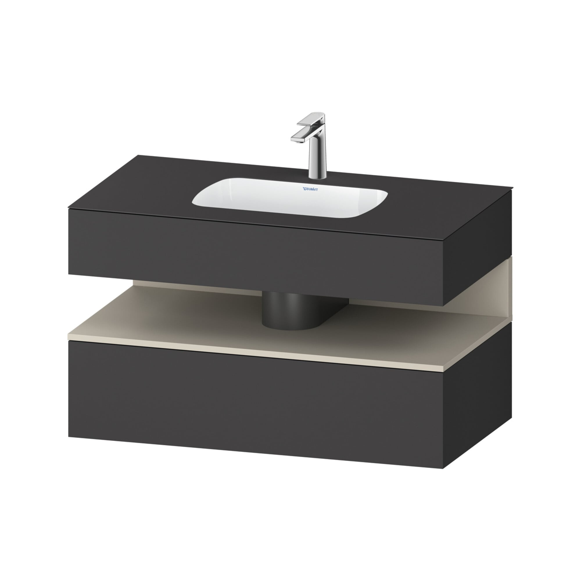 Duravit Einbauwaschtisch-Möbel-Set Qatego 100x55x60cm, T m/Gr ma, Konsolen-Waschtischunterbau