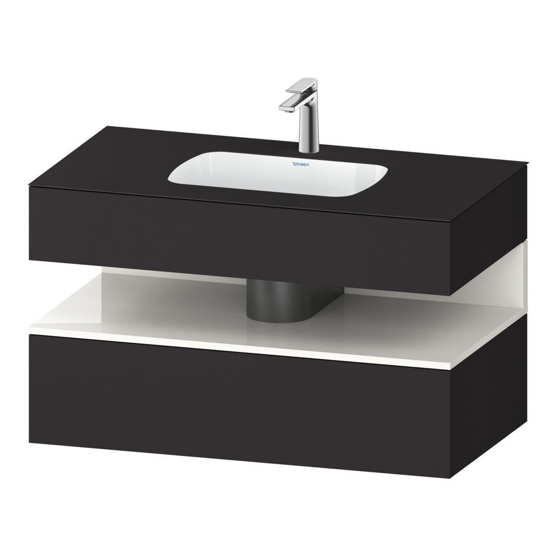 Duravit Einbauwaschtisch-Möbel-Set Qatego 100x55x60cm, w g/Gra matt, Konsolen-Waschtischunterbau