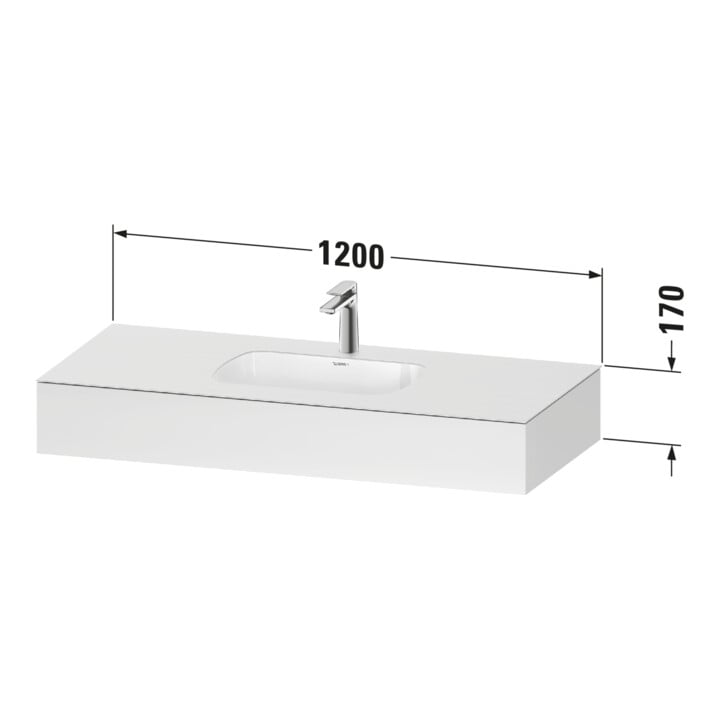 Duravit Einbauwaschtisch-Möbel-Set Qatego 120x55x17cm, gra m, m K, 1 Ausschn, m ÜL