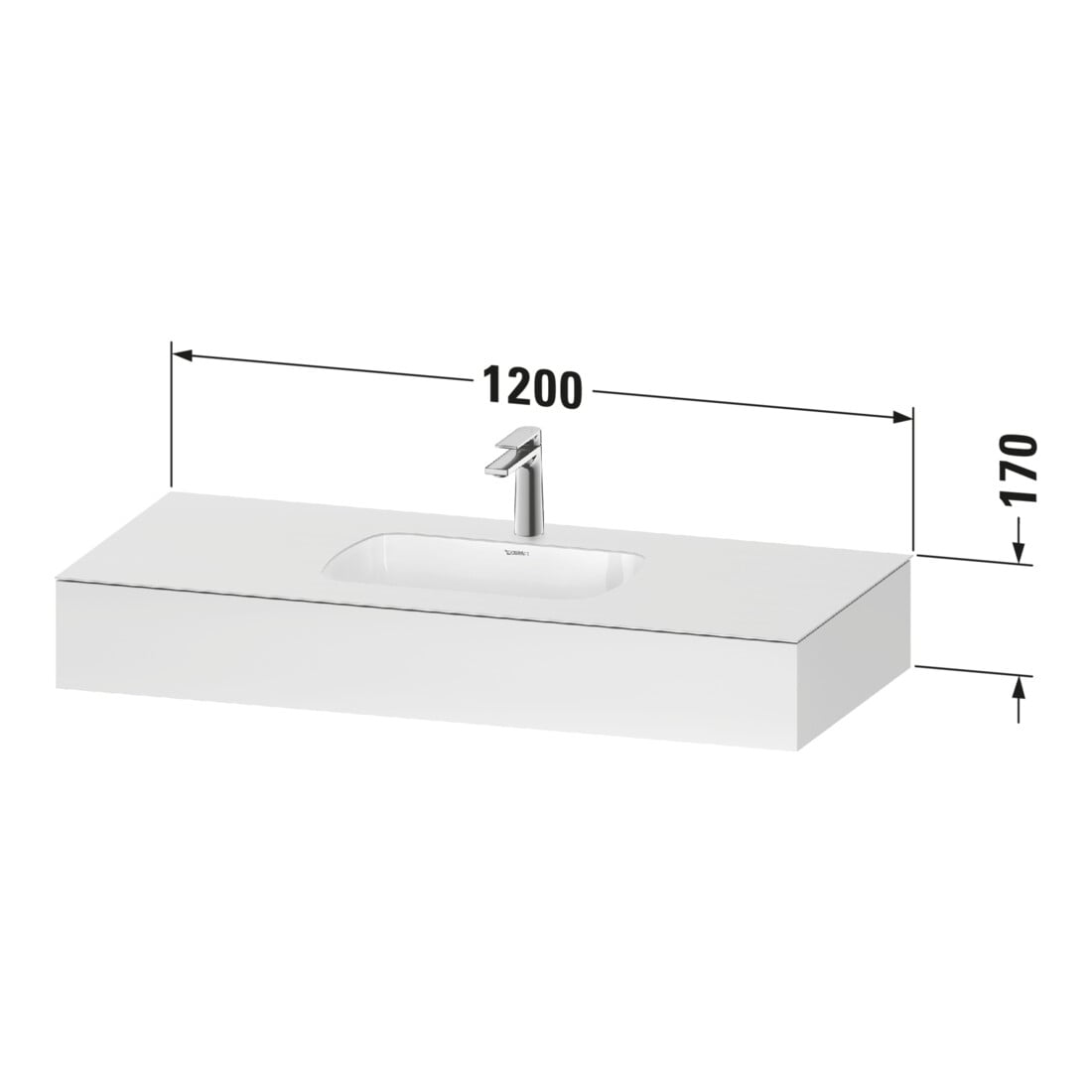 Duravit Einbauwaschtisch-Möbel-Set Qatego 120x55x17cm, T m, m K, 1 Ausschn, m ÜL