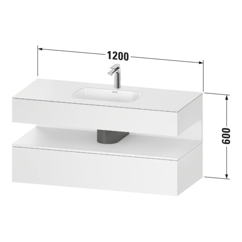 Duravit Einbauwaschtisch-Möbel-Set Qatego 120x55x60cm, E sw/gra ma, Konsolen-Waschtischunterbau