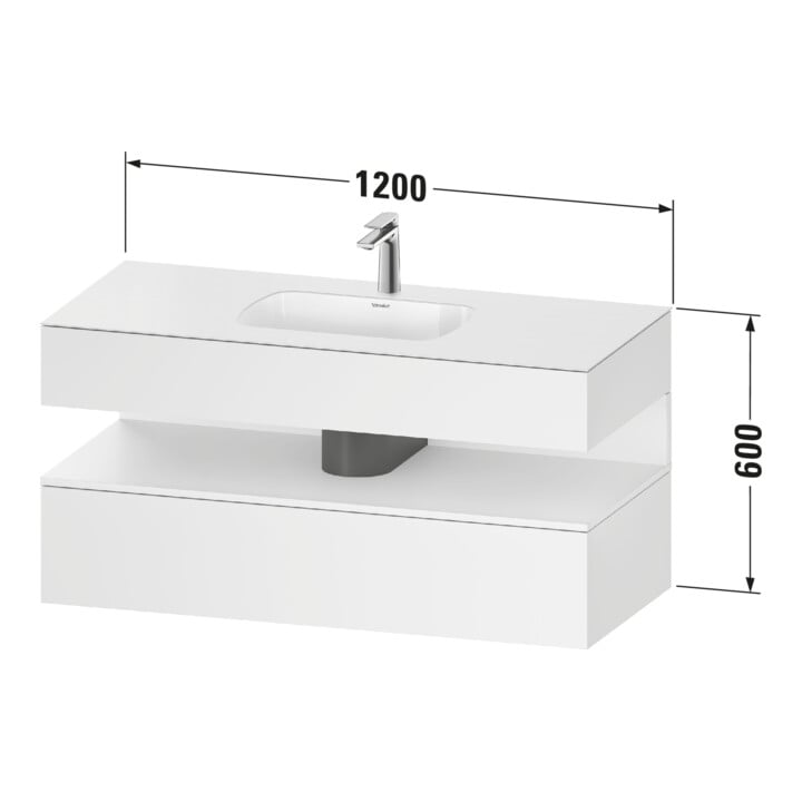 Duravit Einbauwaschtisch-Möbel-Set Qatego 120x55x60cm, E sw/gra ma, Konsolen-Waschtischunterbau