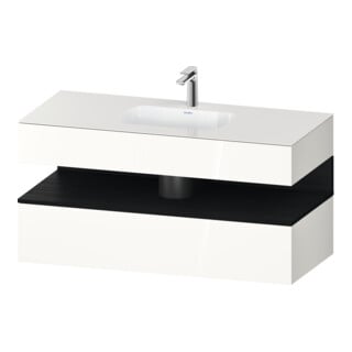 Duravit Einbauwaschtisch-Möbel-Set Qatego 120x55x60cm, Ei sw/we hgl, Konsolen-Waschtischunterbau