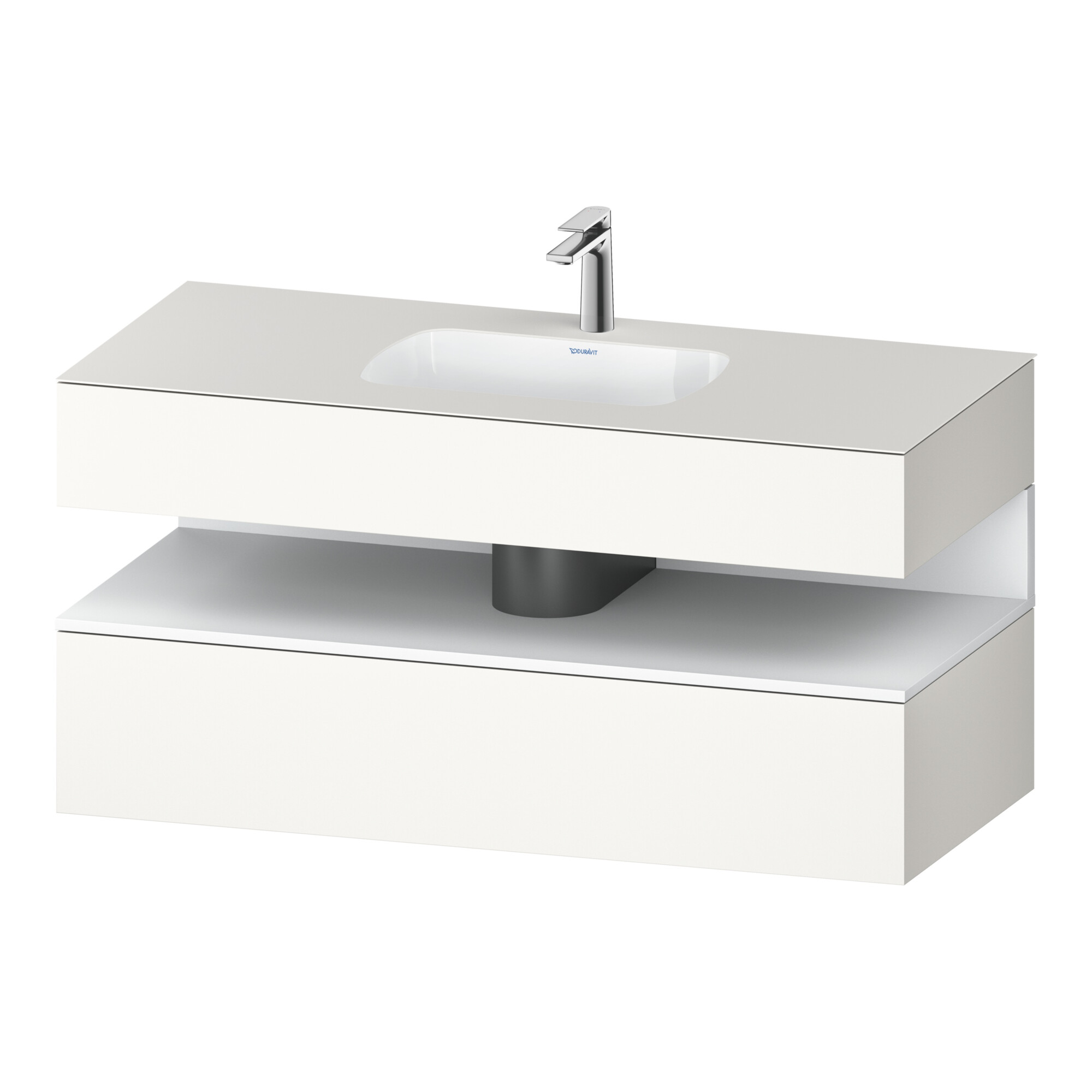 Duravit Einbauwaschtisch-Möbel-Set Qatego 120x55x60cm, w m/we matt, Konsolen-Waschtischunterbau