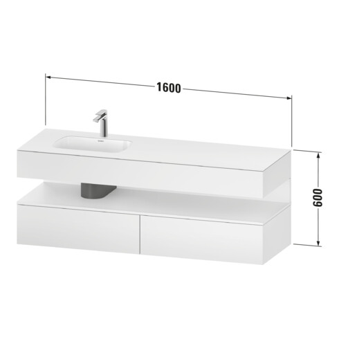 Duravit Einbauwaschtisch-Möbel-Set Qatego 160x50x60cm, Kon-WTU, B, B l, E na/gra m