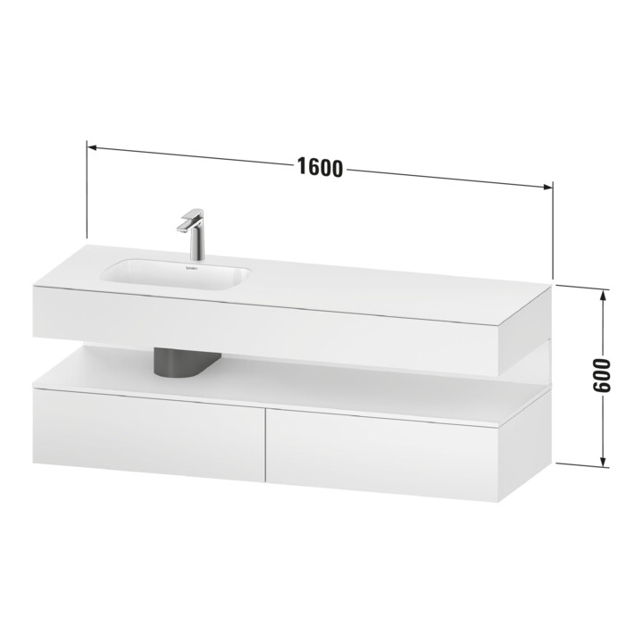 Duravit Einbauwaschtisch-Möbel-Set Qatego 160x50x60cm, Kon-WTU, B, B l, E na/gra m