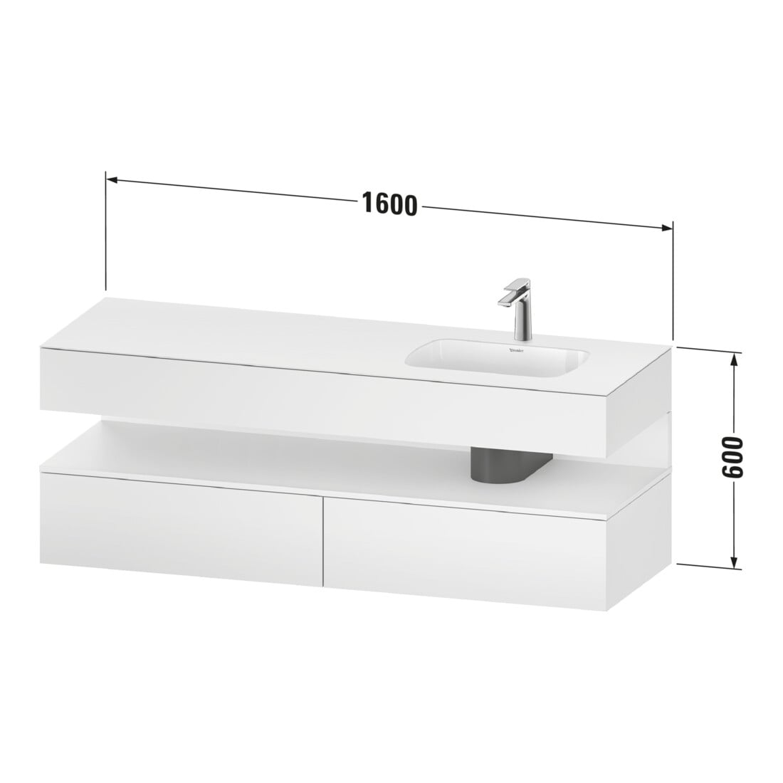Duravit Einbauwaschtisch-Möbel-Set Qatego 160x50x60cm, Kon-WTU, B, B r, E na/gra m