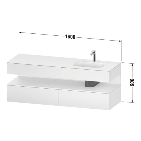 Duravit Einbauwaschtisch-Möbel-Set Qatego 160x50x60cm, Kon-WTU, B, B r, gra m/ta m