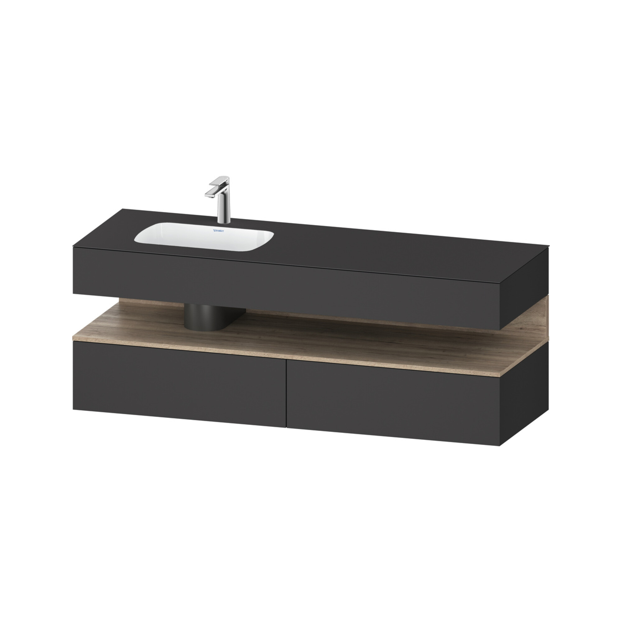 Duravit Einbauwaschtisch-Möbel-Set Qatego 160x50x60cm, Kon-WTU, B l, E Ma/Gra ma