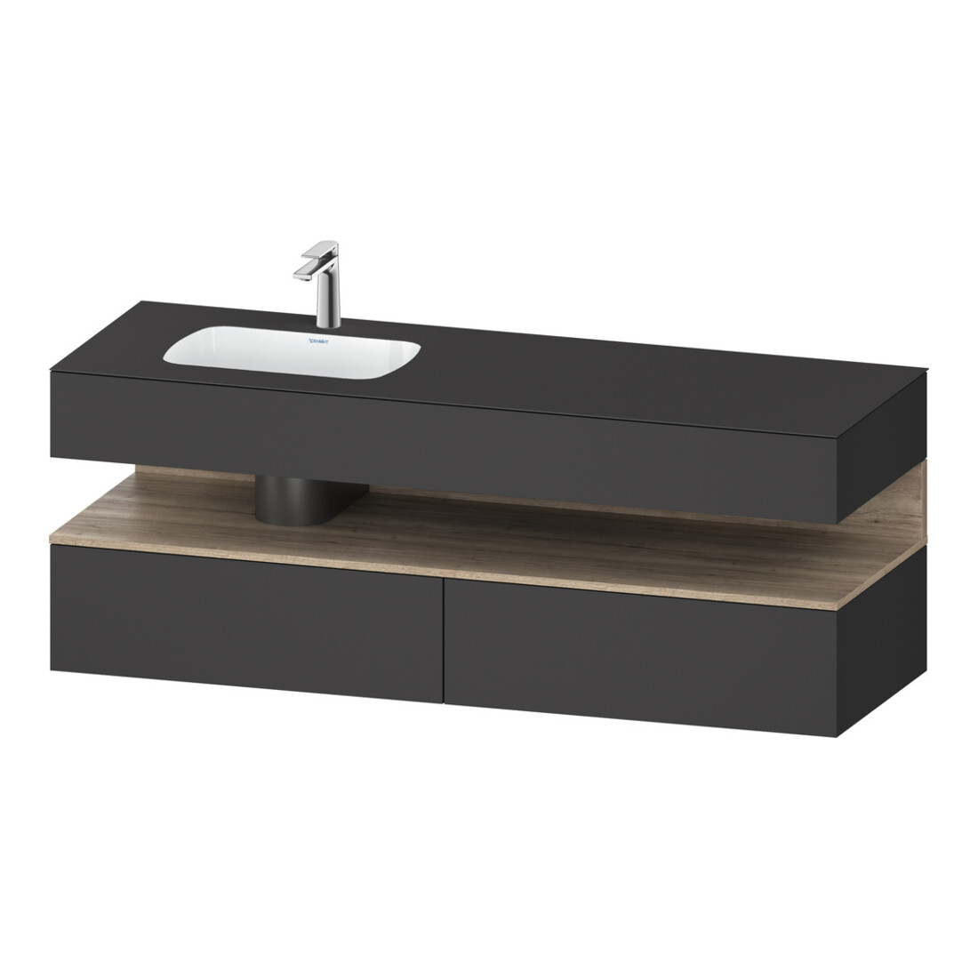 Duravit Einbauwaschtisch-Möbel-Set Qatego 160x50x60cm, Kon-WTU, B l, E Ma/Gra ma