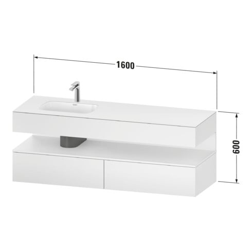 Duravit Einbauwaschtisch-Möbel-Set Qatego 160x50x60cm, Kon-WTU, B l, E Ma/Gra matt