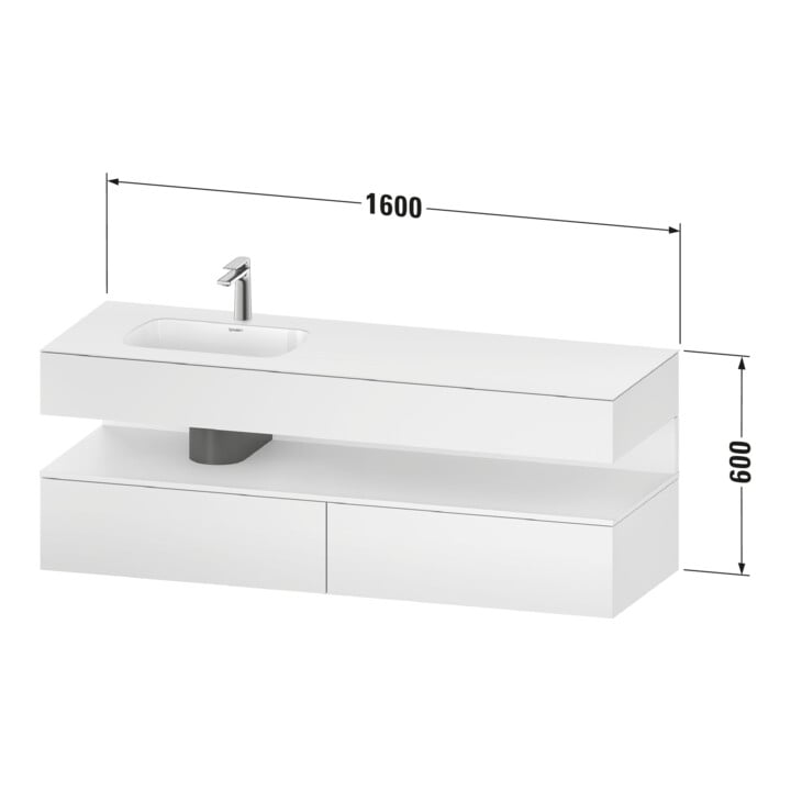 Duravit Einbauwaschtisch-Möbel-Set Qatego 160x50x60cm, Kon-WTU, B l, E Ma/Gra matt