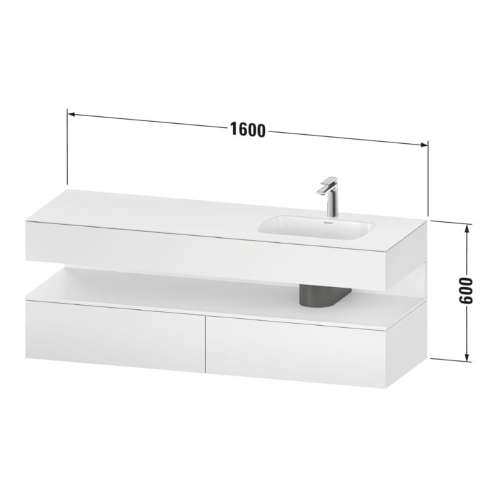 Duravit Einbauwaschtisch-Möbel-Set Qatego 160x50x60cm, Kon-WTU, B r, E Ma/Gra ma