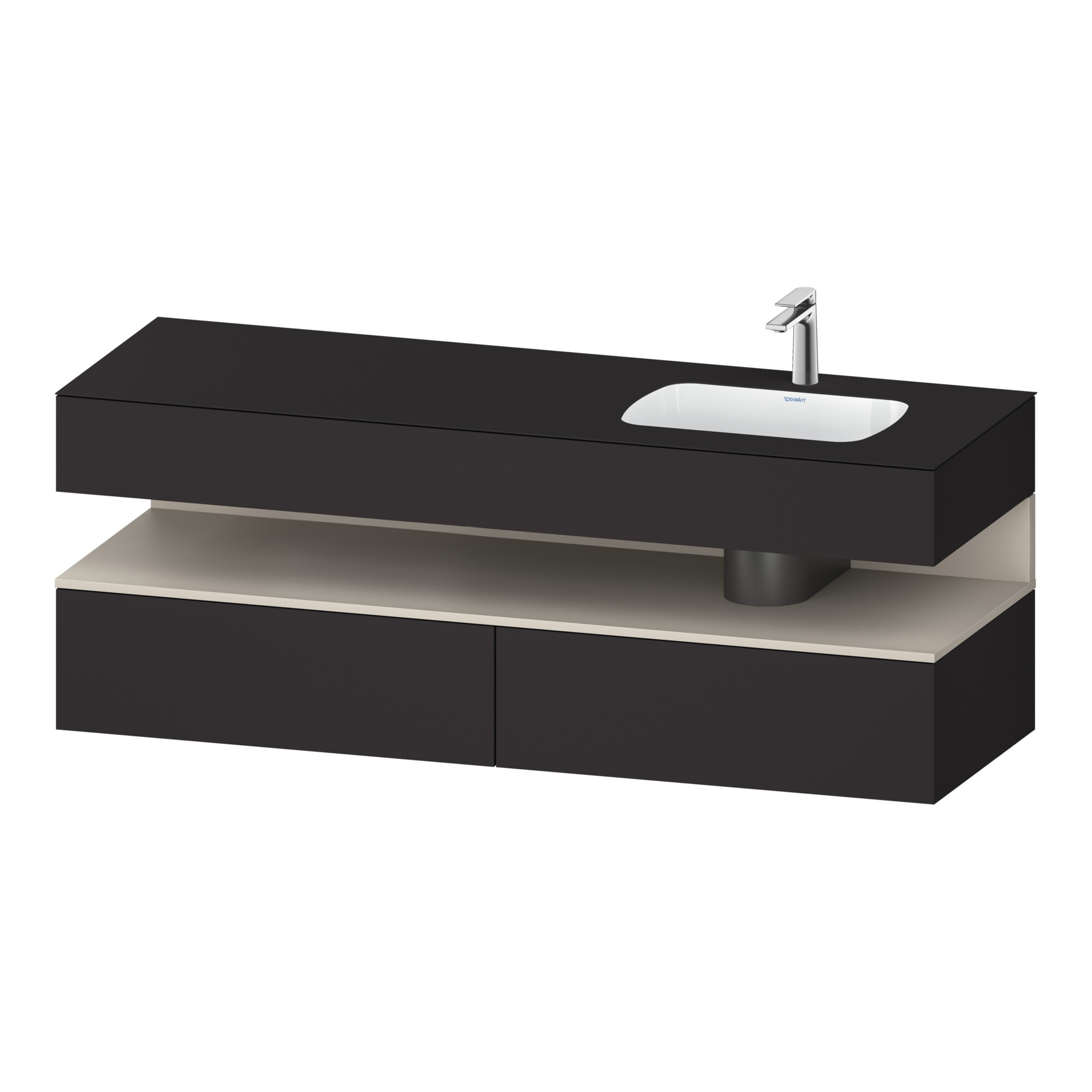 Duravit Einbauwaschtisch-Möbel-Set Qatego 160x50x60cm, Kon-WTU, B r, T m/Grap matt