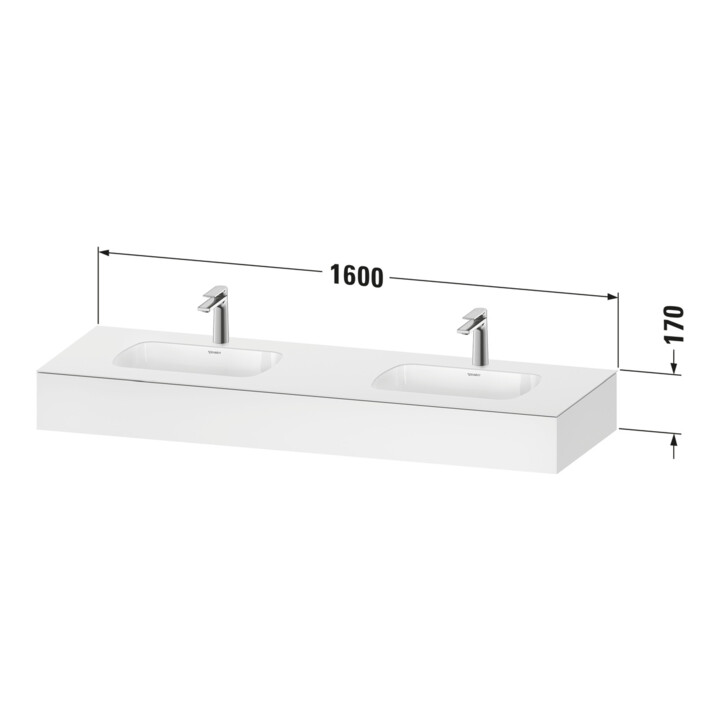Duravit Einbauwaschtisch-Möbel-Set Qatego 160x55x17cm, m K, 2 A., B bs, m Ü, w hgl