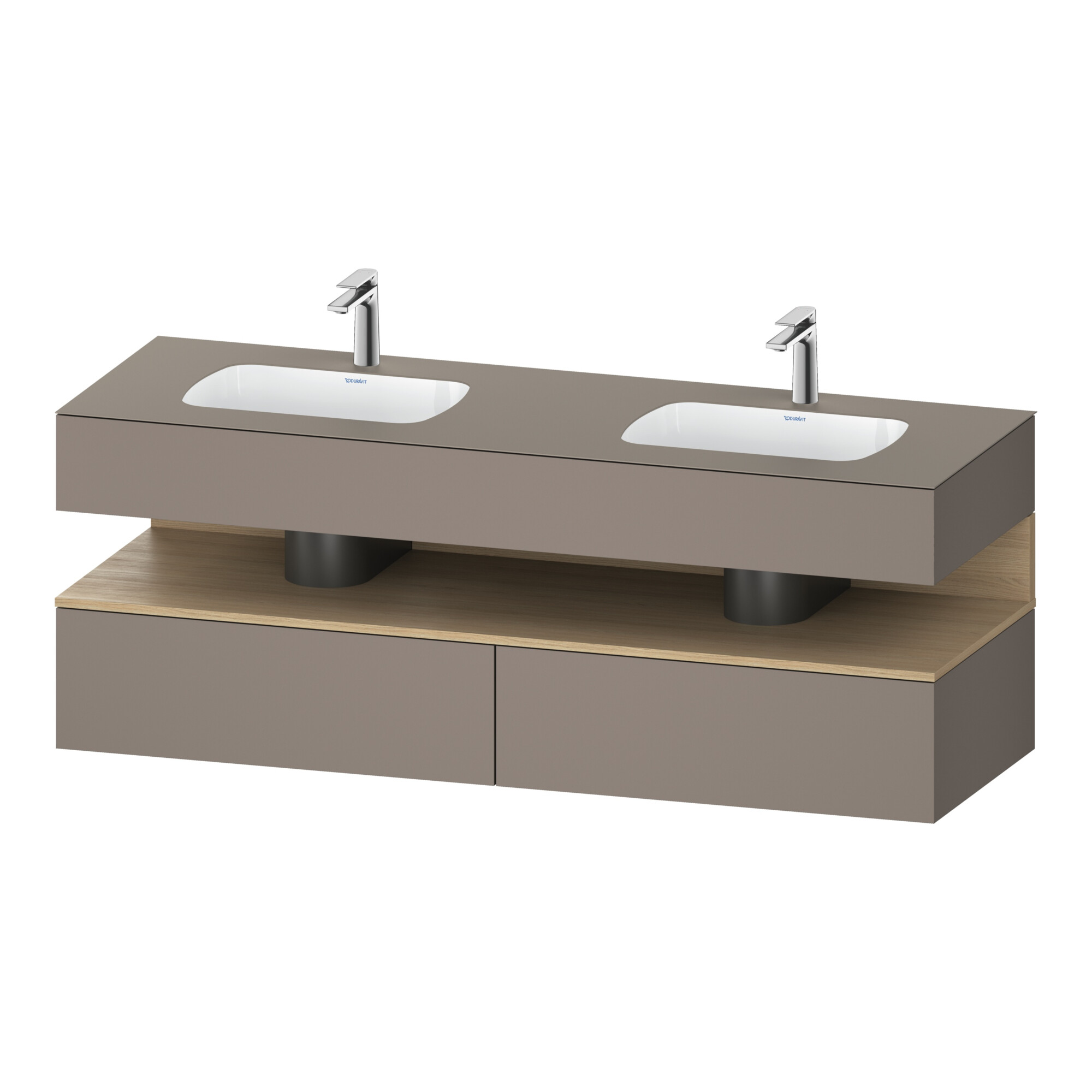 Duravit Einbauwaschtisch-Möbel-Set Qatego 160x55x60cm, Kon-WTU, B, Ei nat/b ma