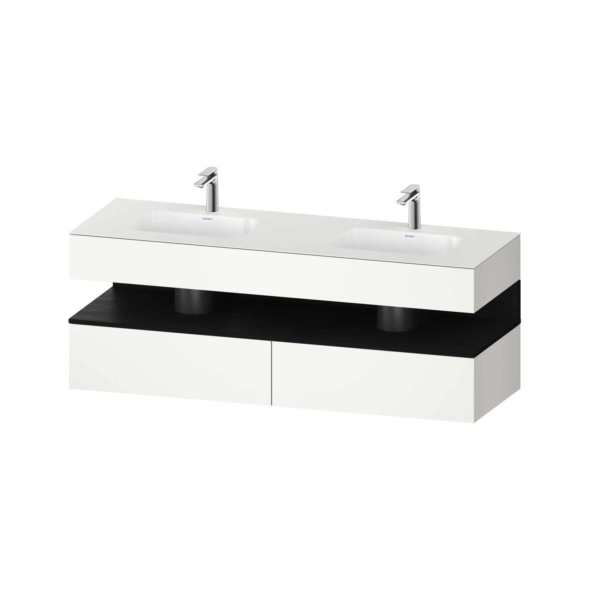 Duravit Einbauwaschtisch-Möbel-Set Qatego 160x55x60cm, Kon-WTU, B, Ei sw/we matt