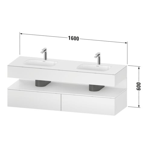 Duravit Einbauwaschtisch-Möbel-Set Qatego 160x55x60cm, Kon-WTU, B, gra m/we matt