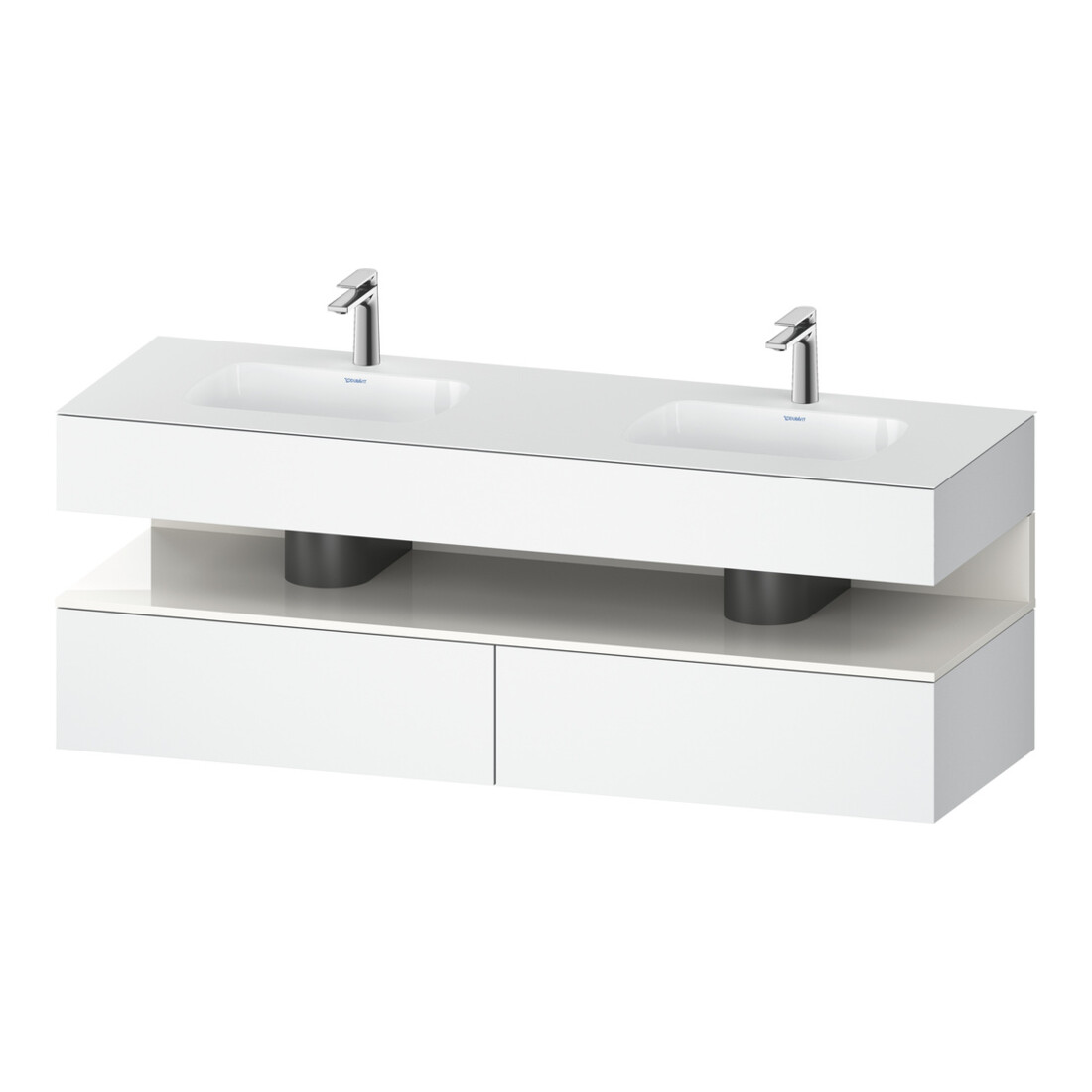 Duravit Einbauwaschtisch-Möbel-Set Qatego 160x55x60cm, Kon-WTU, B, we hgl/we ma