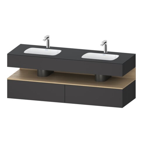 Duravit Einbauwaschtisch-Möbel-Set Qatego 160x55x60cm, Kon-WTU, Ei nat/grap ma