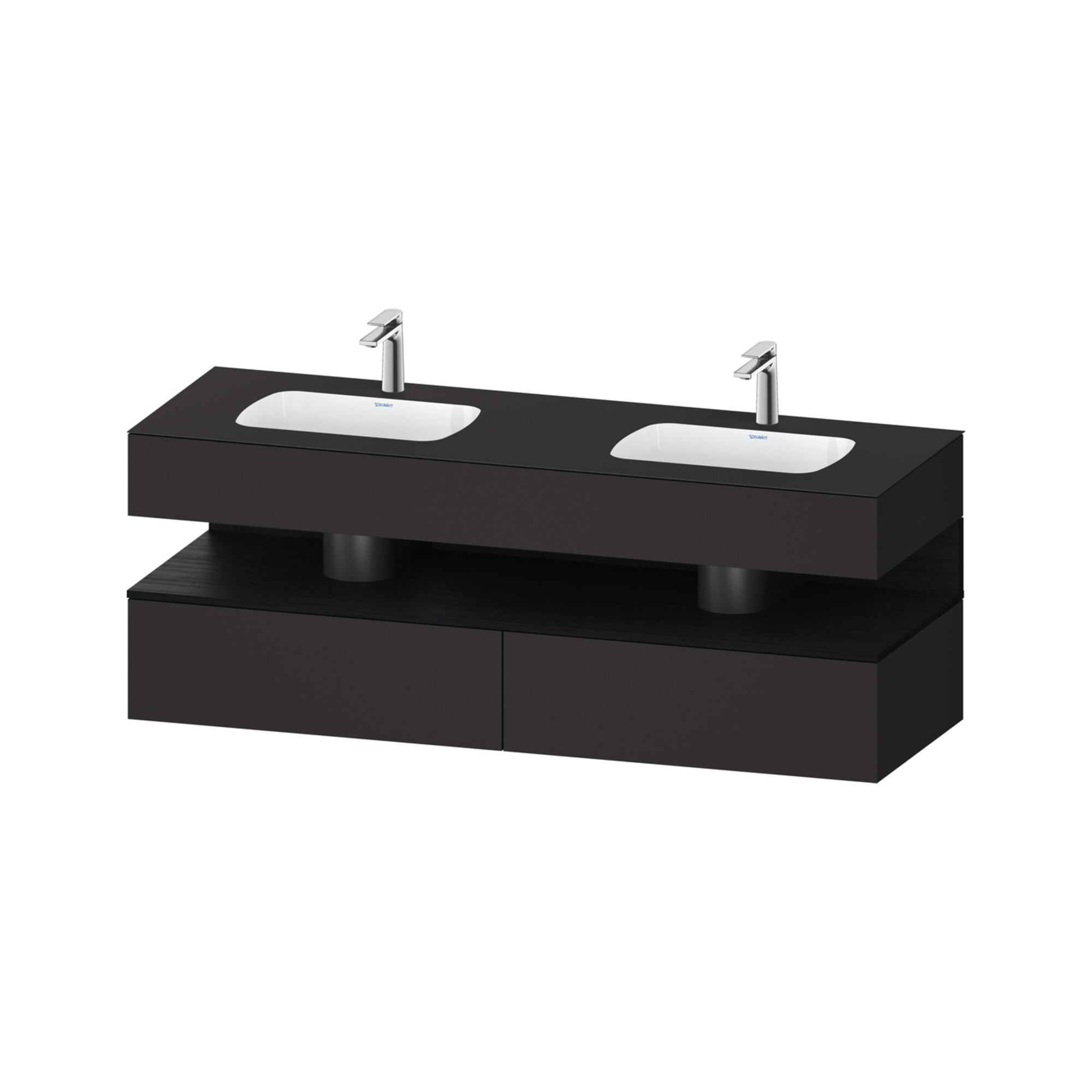 Duravit Einbauwaschtisch-Möbel-Set Qatego 160x55x60cm, Kon-WTU, Ei schw/grap matt
