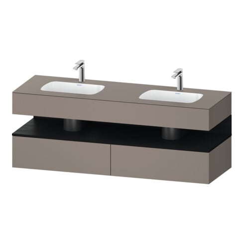 Duravit Einbauwaschtisch-Möbel-Set Qatego 160x55x60cm, Kon-WTU, Ei sw/Basalt ma