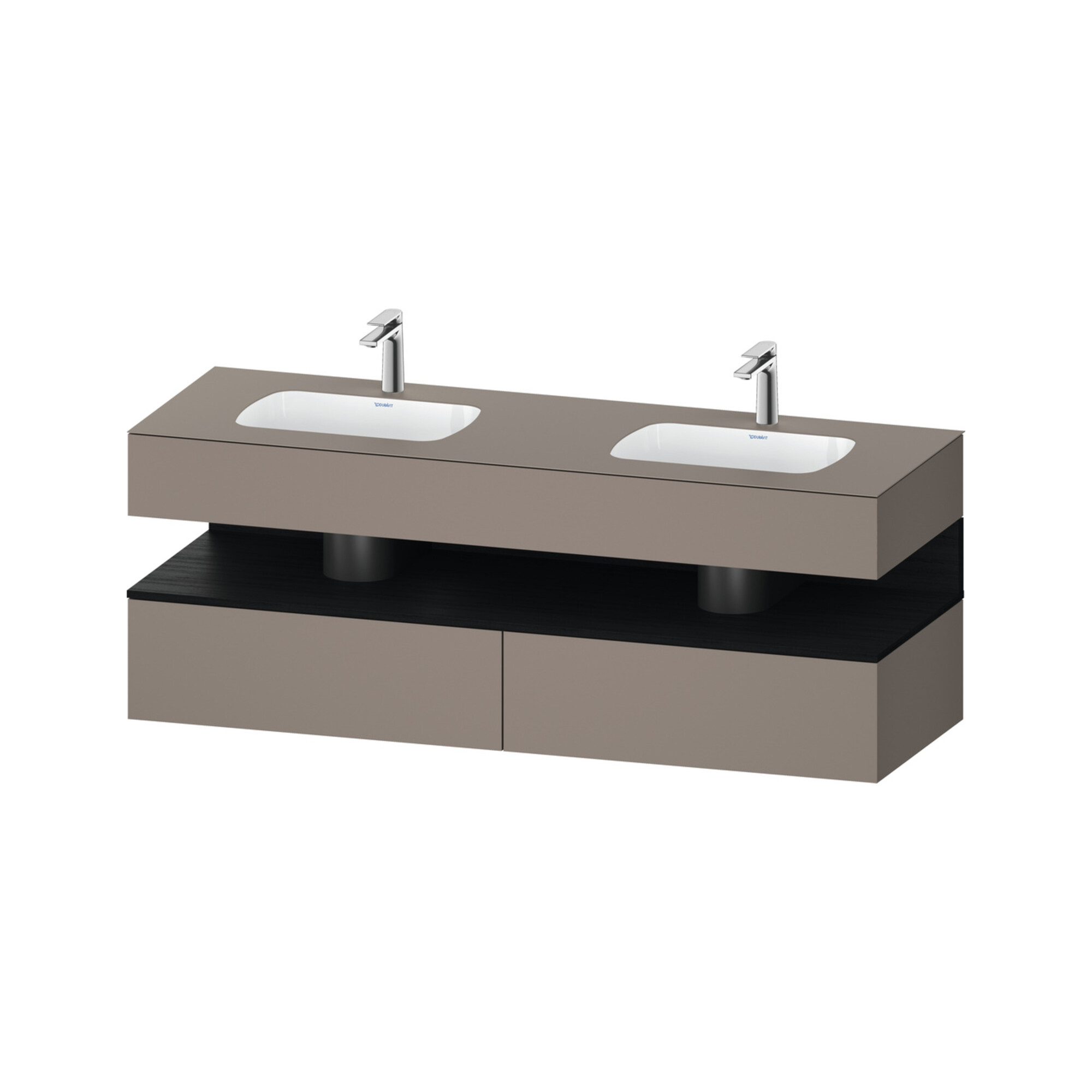 Duravit Einbauwaschtisch-Möbel-Set Qatego 160x55x60cm, Kon-WTU, Ei sw/Basalt ma