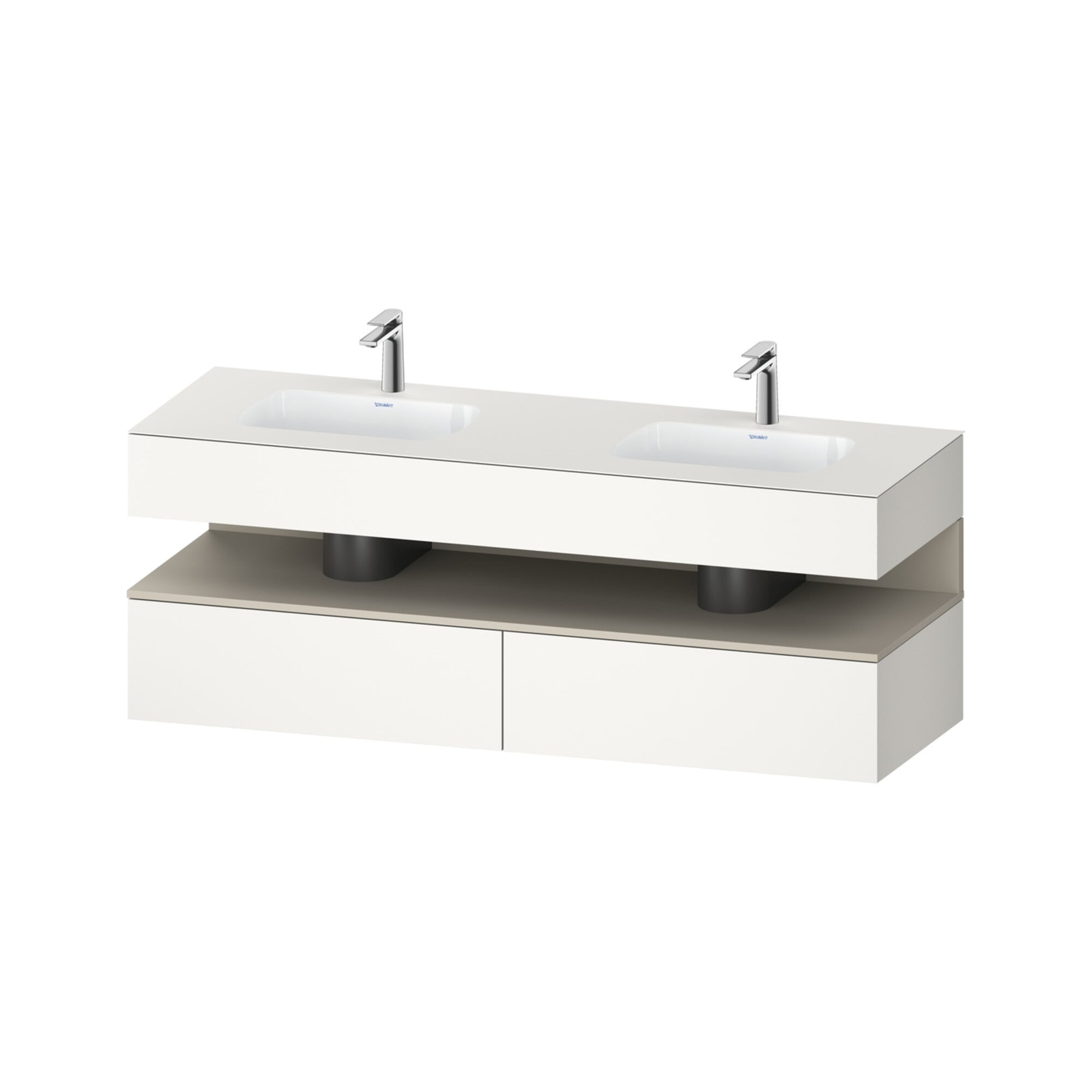 Duravit Einbauwaschtisch-Möbel-Set Qatego 160x55x60cm, Kon-WTU, Tau matt/weiß matt