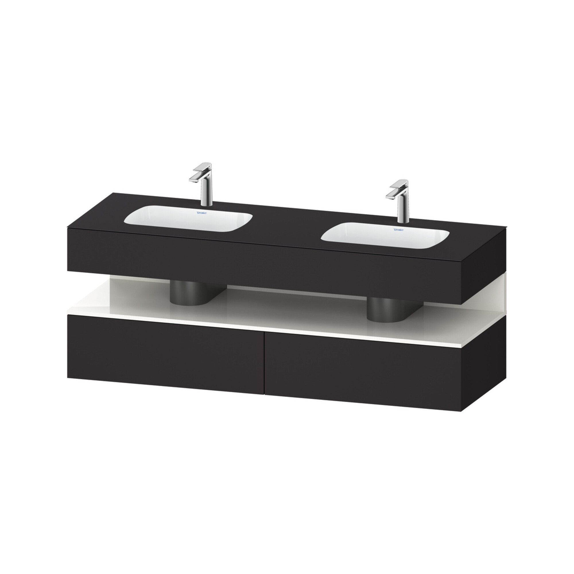 Duravit Einbauwaschtisch-Möbel-Set Qatego 160x55x60cm, Kon-WTU, w Hgl/Graphit matt