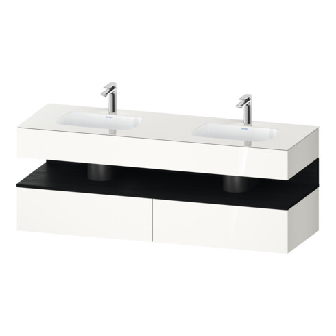 Duravit Einbauwaschtisch-Möbel-Set Qatego 160x55x60cm, Konsolen-Waschtischunterbau, Ei sw/we hgl