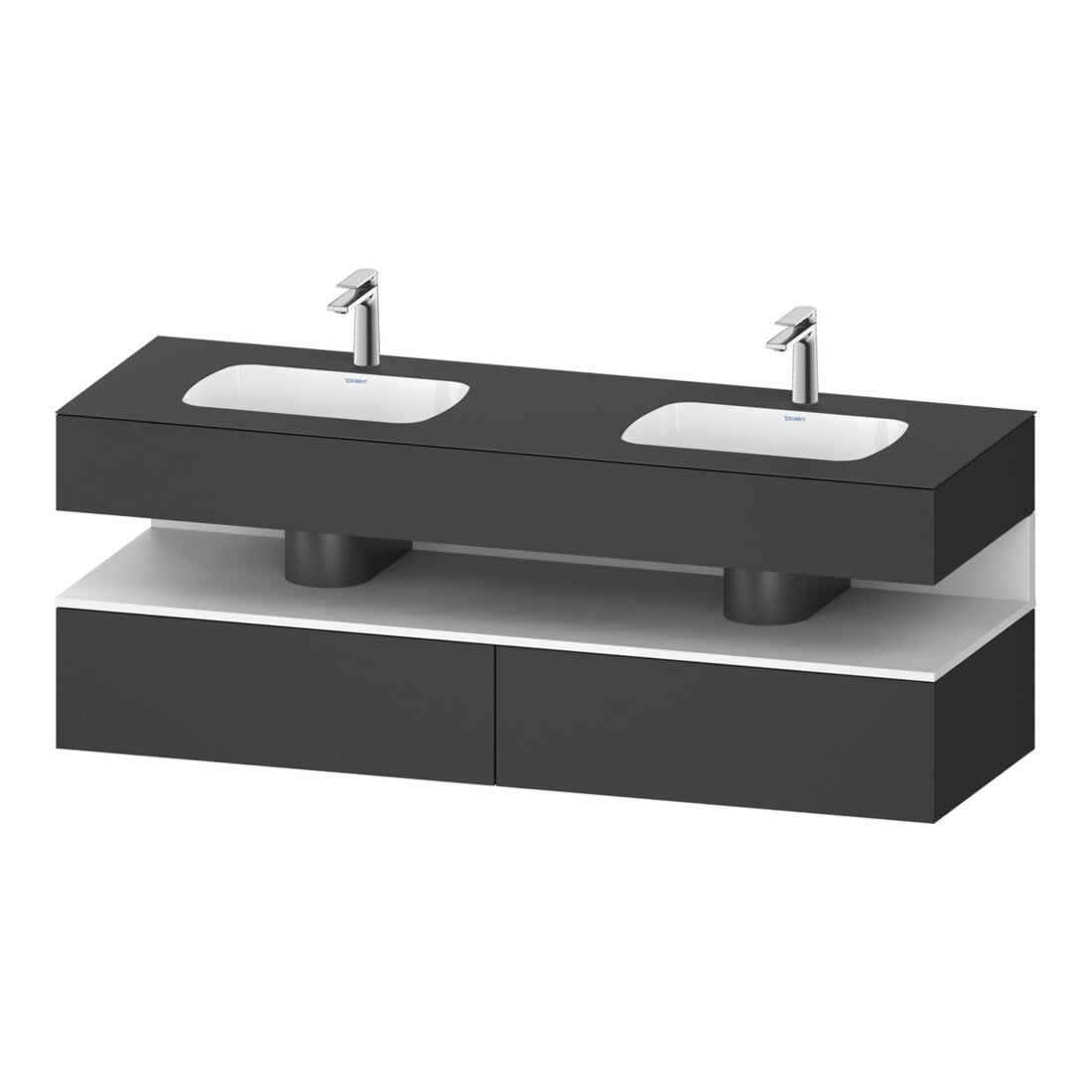 Duravit Einbauwaschtisch-Möbel-Set Qatego 160x55x60cm, Konsolen-Waschtischunterbau, we m/Grap ma