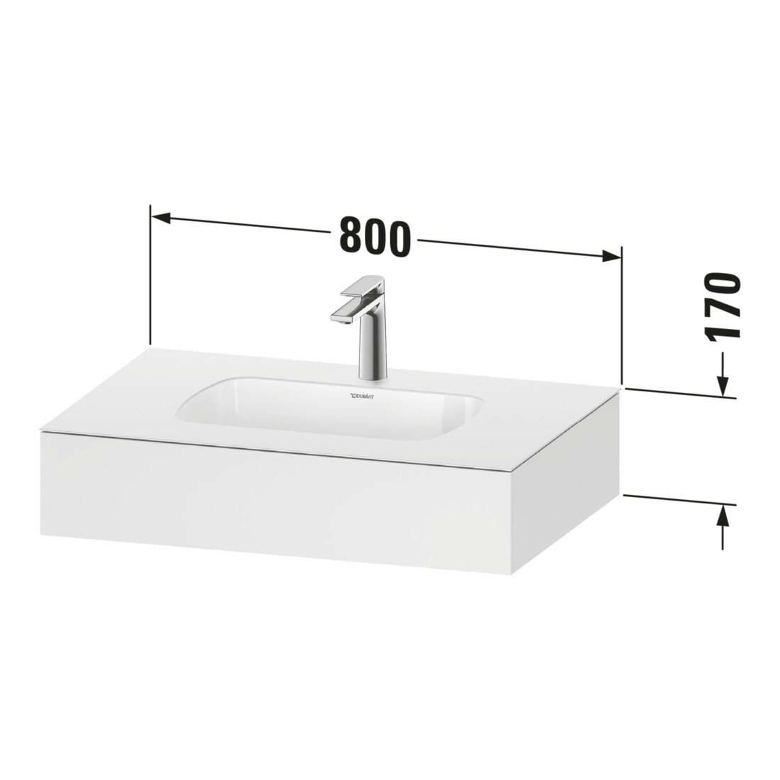 Duravit Einbauwaschtisch-Möbel-Set Qatego 80x55x17cm, gra m, m K, 1 Ausschn, m ÜL