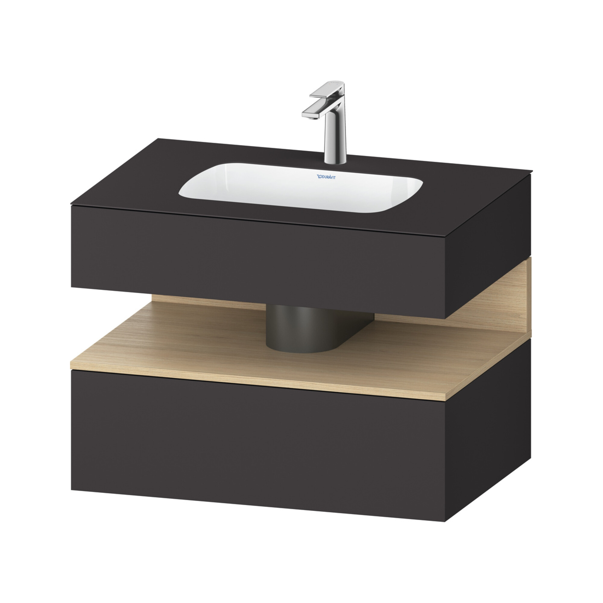 Duravit Einbauwaschtisch-Möbel-Set Qatego 80x55x60cm, E na/gra matt, Konsolen-Waschtischunterbau