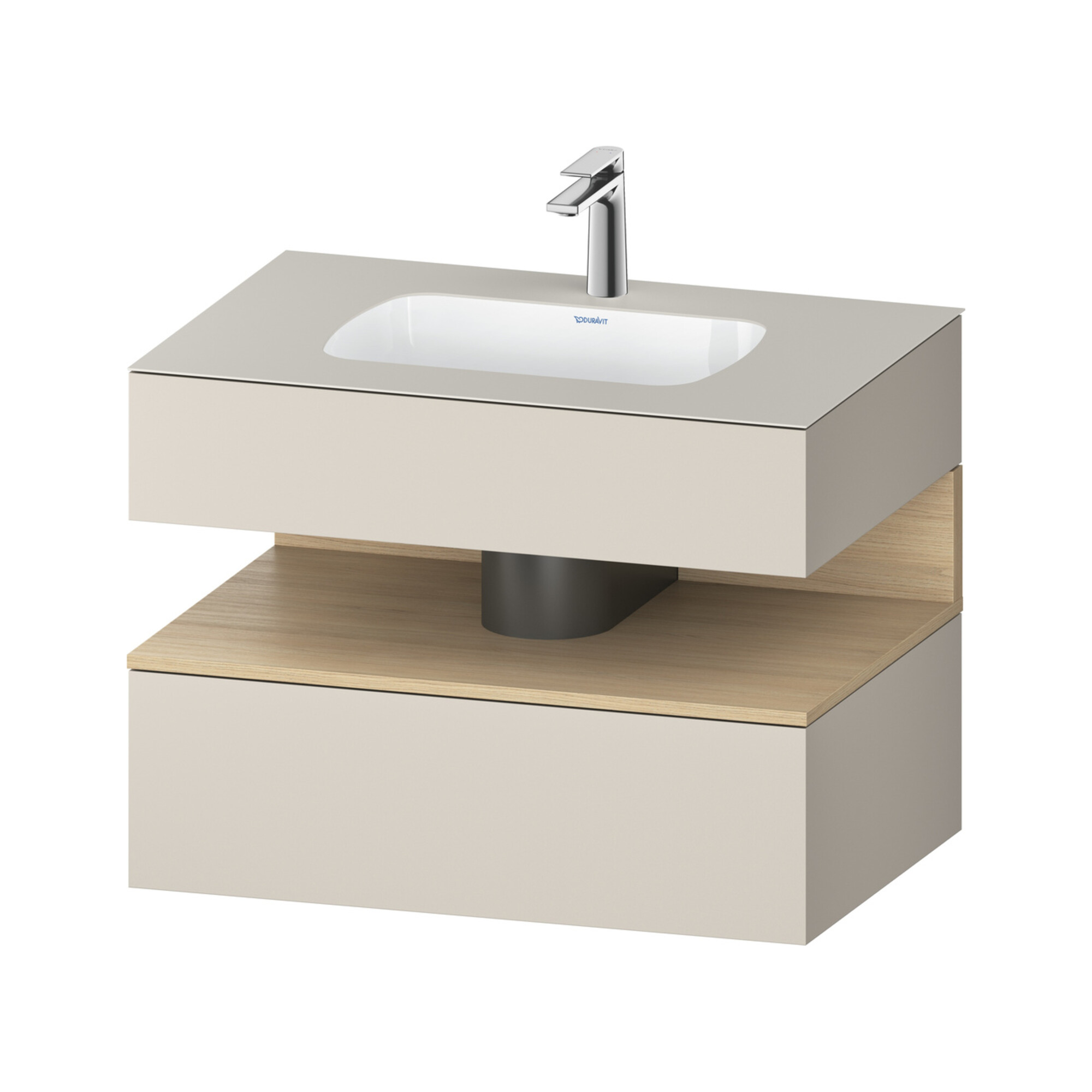 Duravit Einbauwaschtisch-Möbel-Set Qatego 80x55x60cm, E nat/taupe ma, Konsolen-Waschtischunterbau