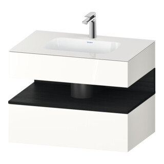 Duravit Einbauwaschtisch-Möbel-Set Qatego 80x55x60cm, Ei sw/we hgl, Konsolen-Waschtischunterbau