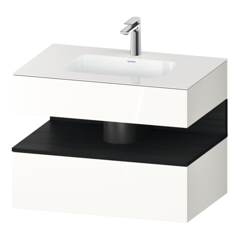 Duravit Einbauwaschtisch-Möbel-Set Qatego 80x55x60cm, Ei sw/we hgl, Konsolen-Waschtischunterbau