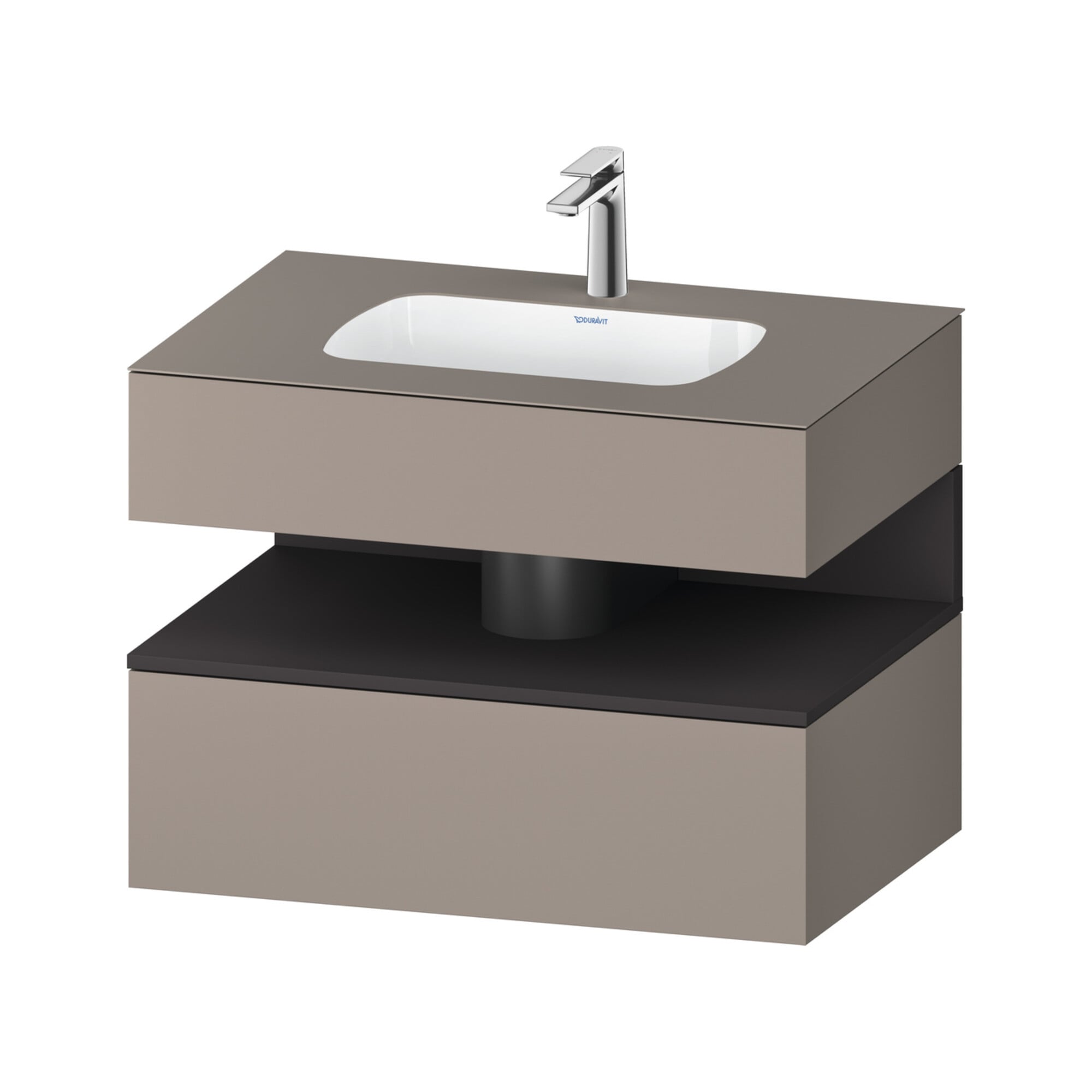 Duravit Einbauwaschtisch-Möbel-Set Qatego 80x55x60cm, gra m/ba ma, Konsolen-Waschtischunterbau