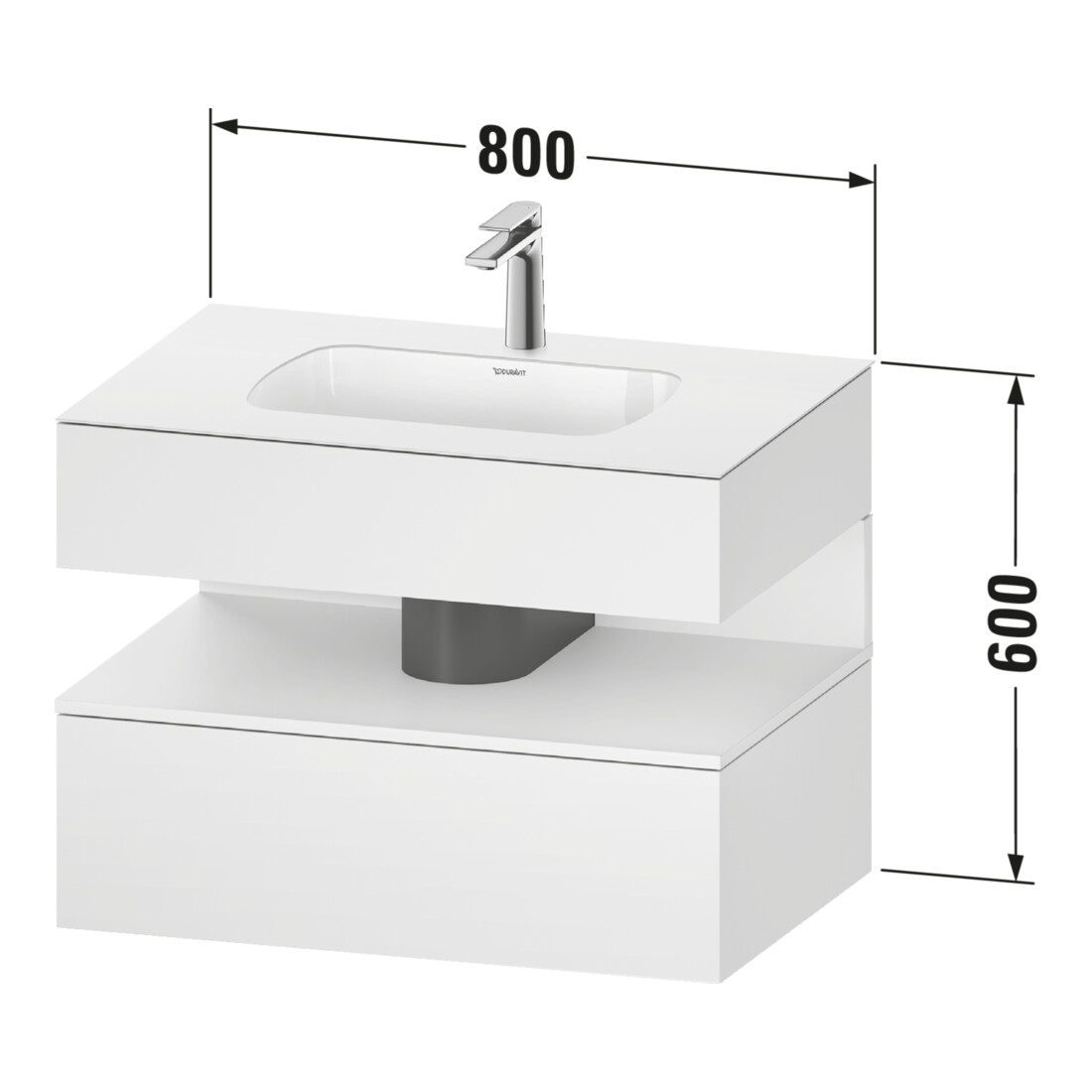 Duravit Einbauwaschtisch-Möbel-Set Qatego 80x55x60cm, gra m, Kon-WTU, Nischenb